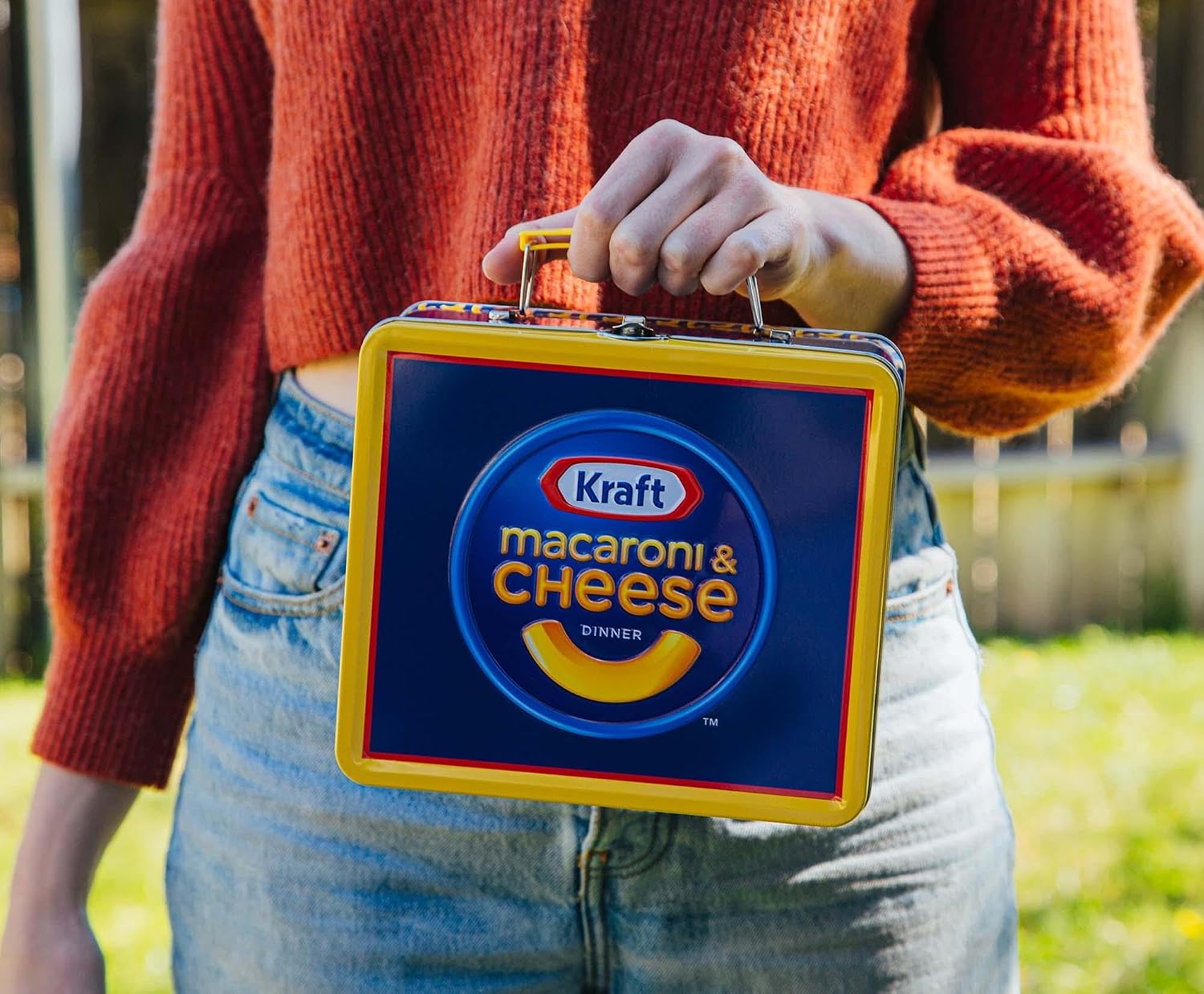 Toynk Kraft Macaroni & Cheese Retro Metal Lunchbox | Reusable Storage Tin With Handle