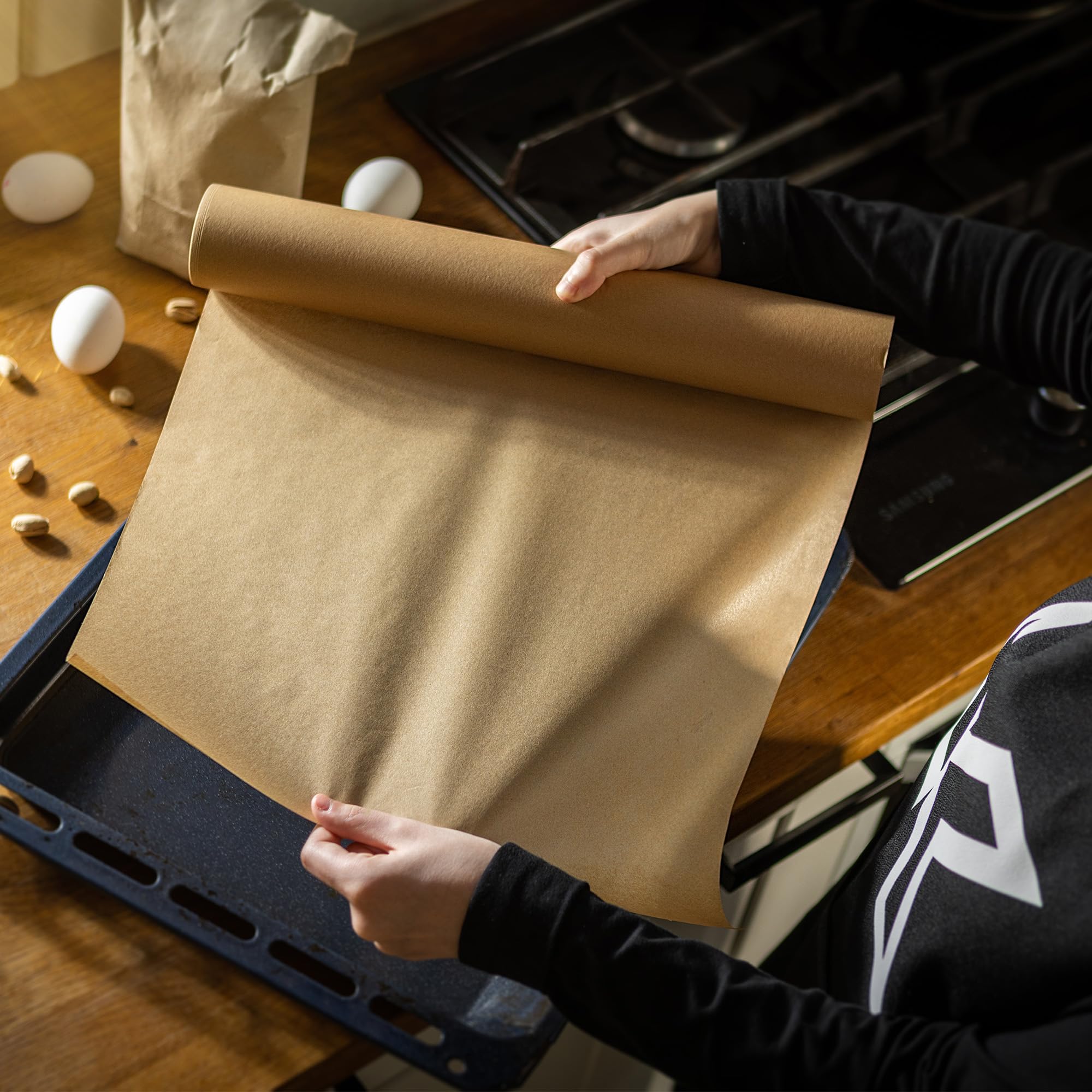 KADAX 5 x Backpapier auf Rolle, 38 cm x 50 m, Pergamentpapier mit beidseitiger Silikonbeschichtung, antihaft & hitzebeständig, Papier zum Backen, Backzubehör