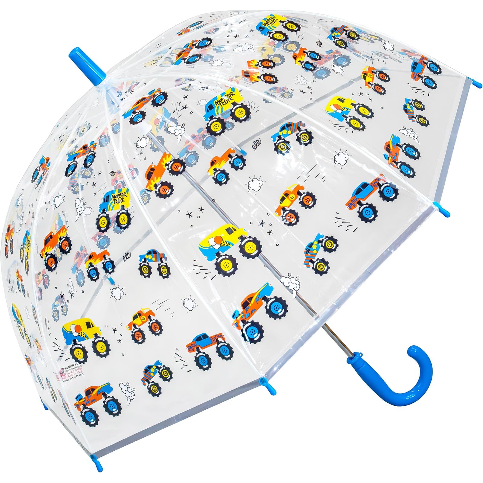 Susino Children's See-Through Dome Umbrella - Monster Trucks