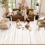 Nakagishi Zone Rug Salle de séjour Rugs: 5x7 Lavable Boho Grande ferme neutre Soft Marocain Tâche Tapis intérieur résistant pour chambre à coucher Nursery Kids Salle de jeux Bureau Salle à manger Maison Decor- Brown