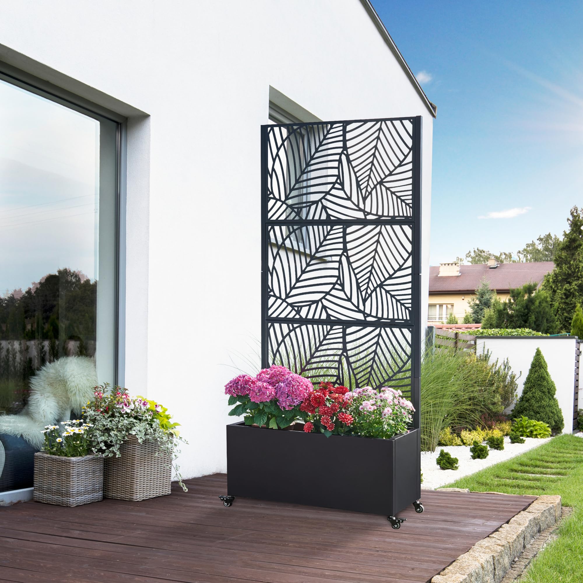 ARTKETTY Set di 12 vasi da fiori da 13 cm, grandi vasi da appendere in metallo, con foro di drenaggio e gancio staccabile, per balcone, ringhiera, recinzione, decorazione per la casa