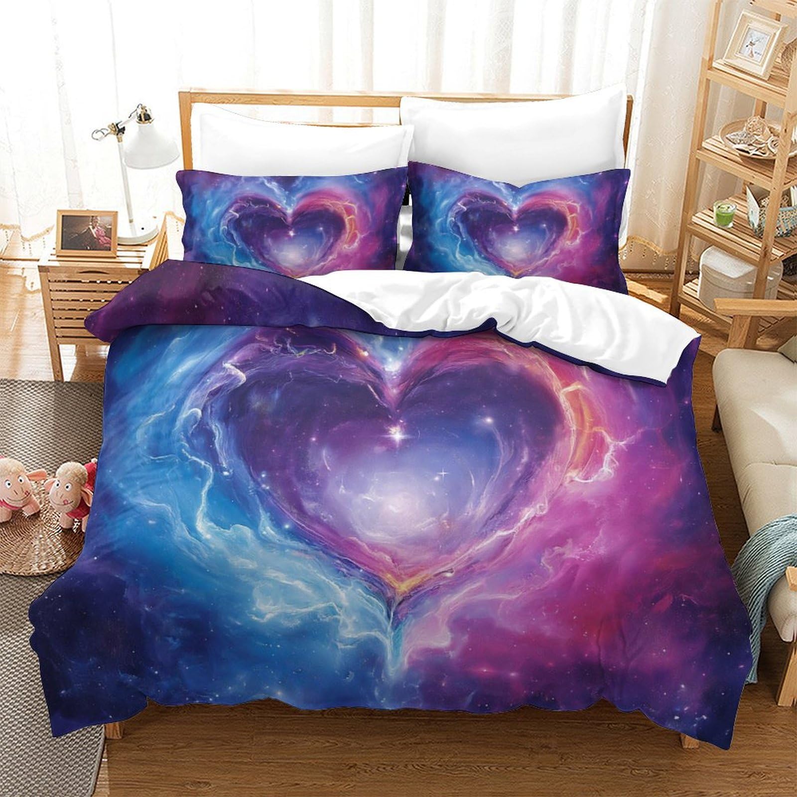 Parure de lit en microfibre avec impression 3D nébuleuse cosmique pour chambre