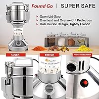 Vista 6 de FoundGo Molino de grano eléctrico de 10.6 oz300 g, molinillo de grano comercial de acero inoxidable, máquina de pulir en polvo de 25,000 rpm