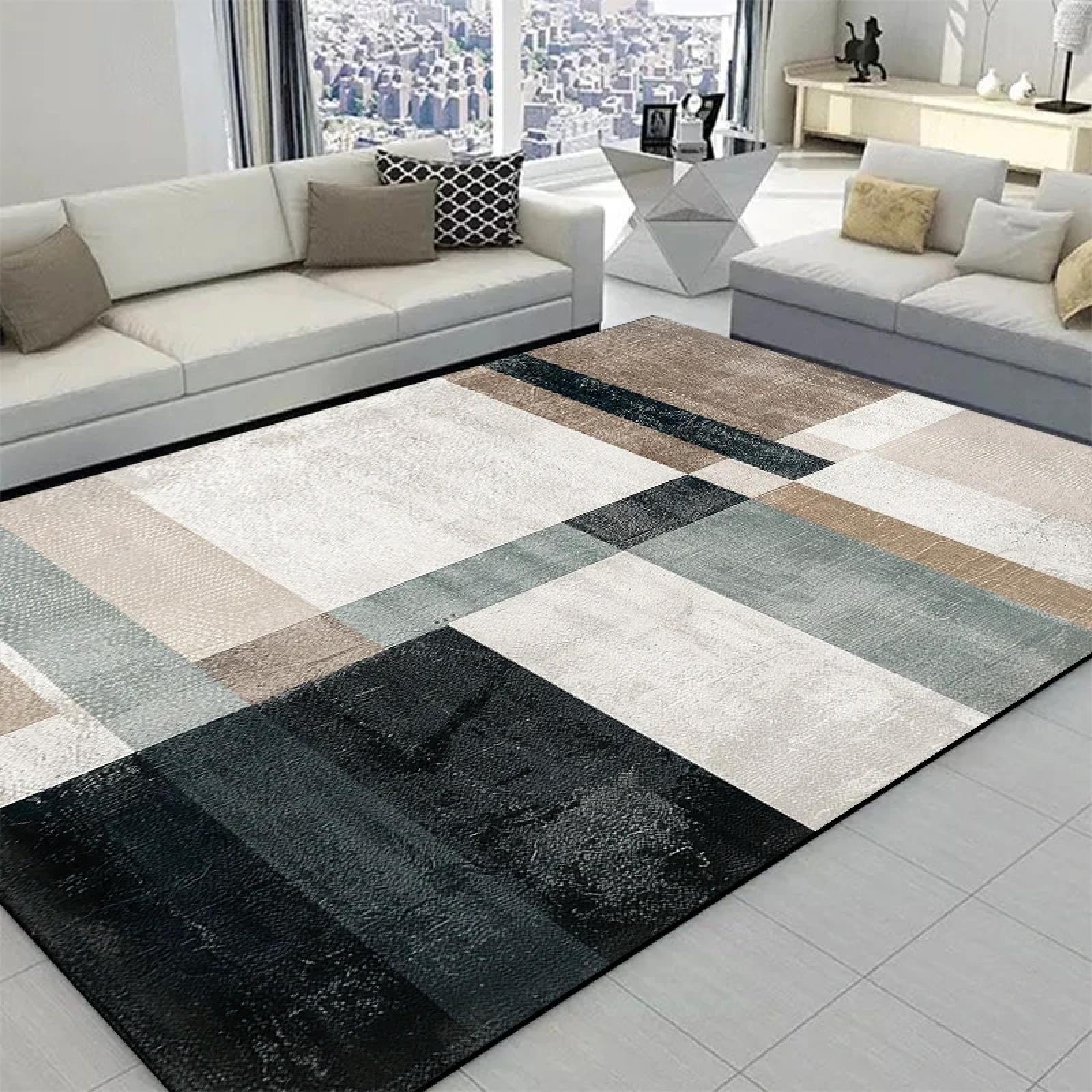 Tapis géométrique moderne couleur claire pour cocooning salon
