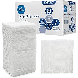MED PRIDE 4x 4 Gauze, 200 Surgical Sponges 12-ply Extra Absorbent | All-Gauze, Non-Sterile| Great for Wound Dressing, Prepping, Scrubbing & Cleaning| Essential First-Aid