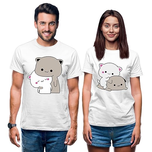 Hangout Hub HH81 Men & Women T shirts |Round Neck T-Shirt| Regular Fit | Half Sleeves | Cotton | Couple Tshirts for Couple |Pack of 2|Couple T-Shirts