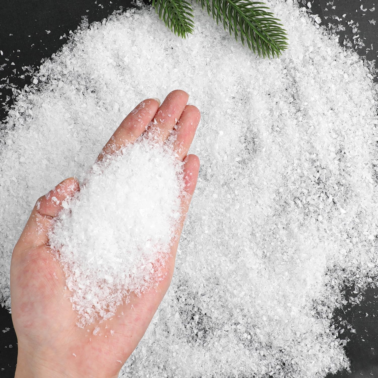 DERAYEE 250g Christmas Artificial Snow, The Original Self-Adhesive Snow Fake Snowflakes White Artificial Snow for Christmas Tree Holiday Winter Party Decoration