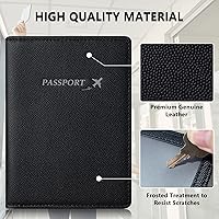 Vista 4 de Funda para pasaporte de piel auténtica elegante cartera de cuero para pasaporte con ranura para tarjeta de registro de inmunización de 4 x 3