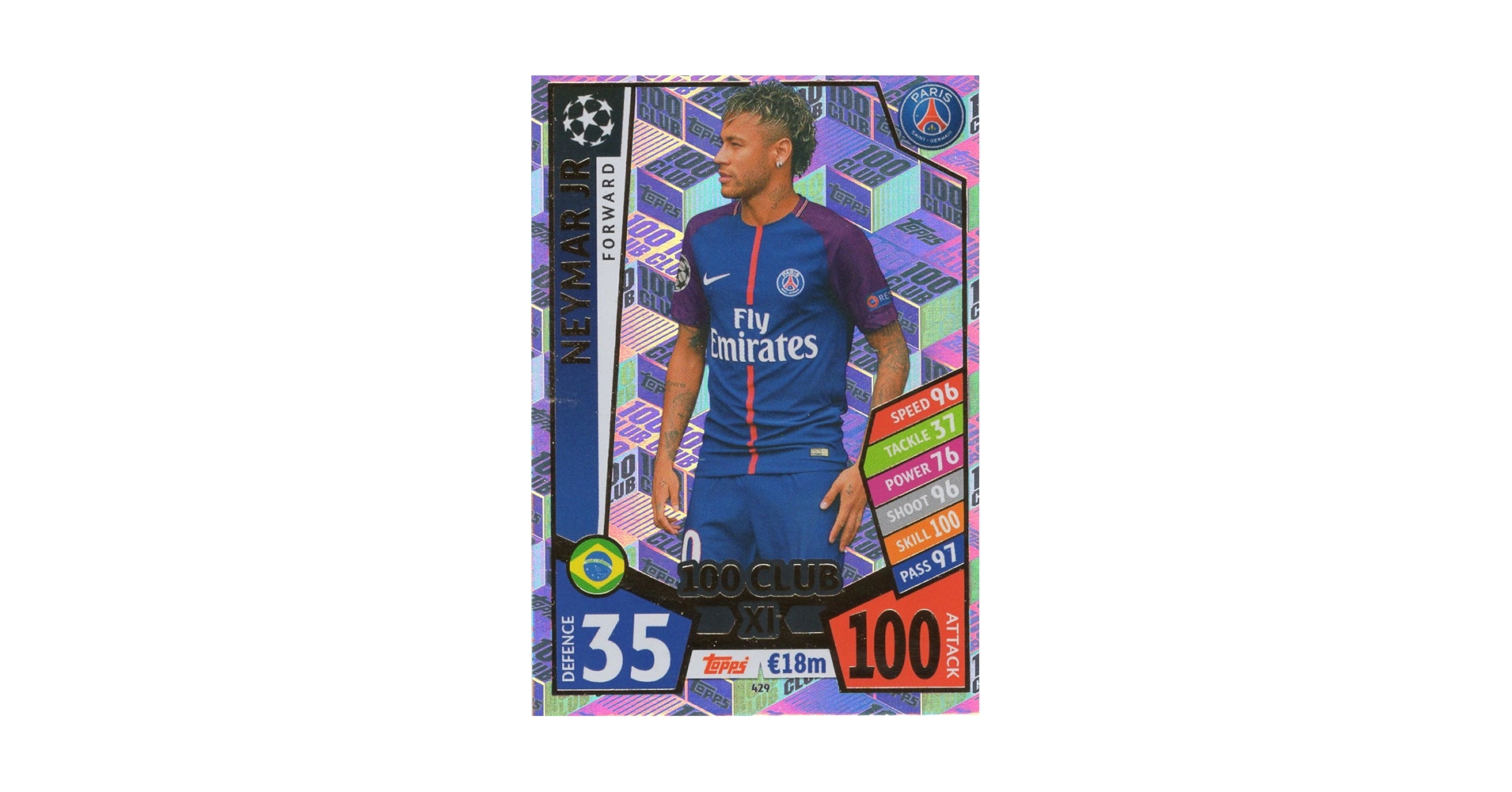 MATCH ATTAX CHAMPIONS LEAGUE 17/18 NEYMAR JR 100 CLUB