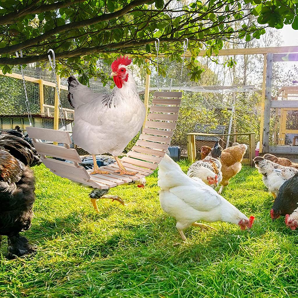 Columpio para pollo, escalera de madera natural, accesorio para gallinas, pájaros, loros, longitud total 112 cm