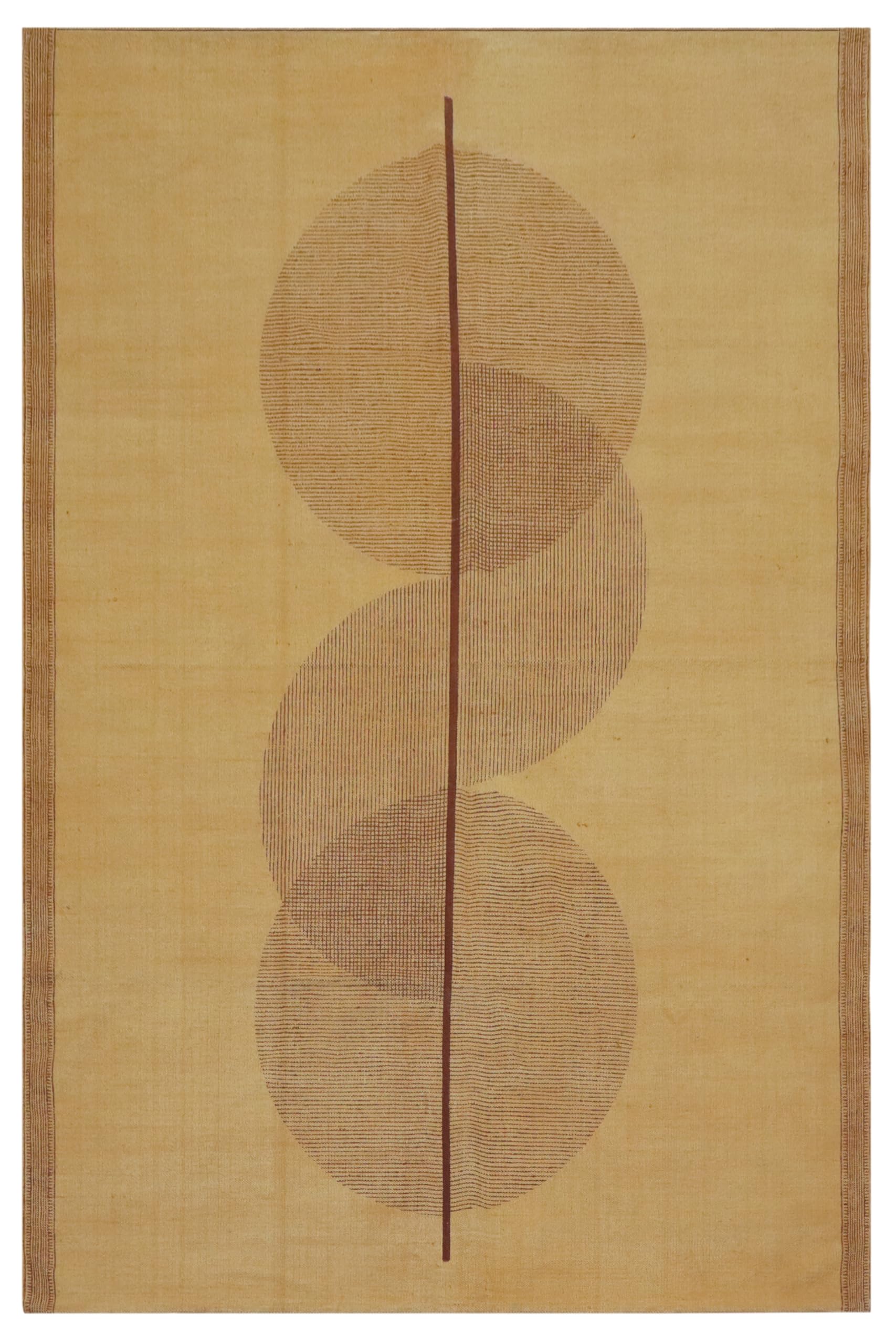 Tapis en coton imprimé main 180x250cm jaune et marron bohème