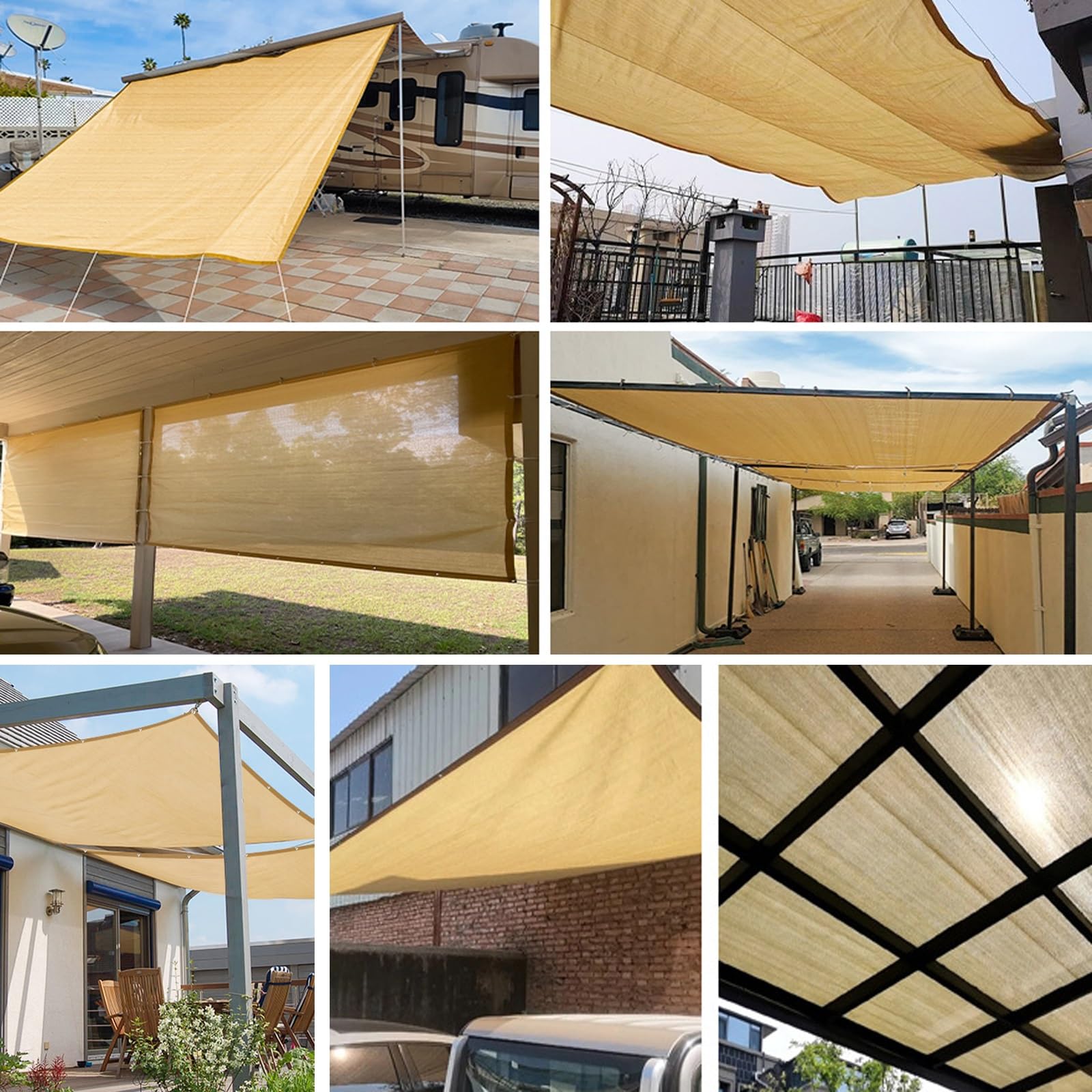 Voile d'ombrage 180 x 280 cm HDPE Respirant (220G ㎡), Filet Dombrage Rectangle avec Protection UV Filet Brise Vue, Voile Ombrage pour Jardin Terrasse Camping, Couleur Crème