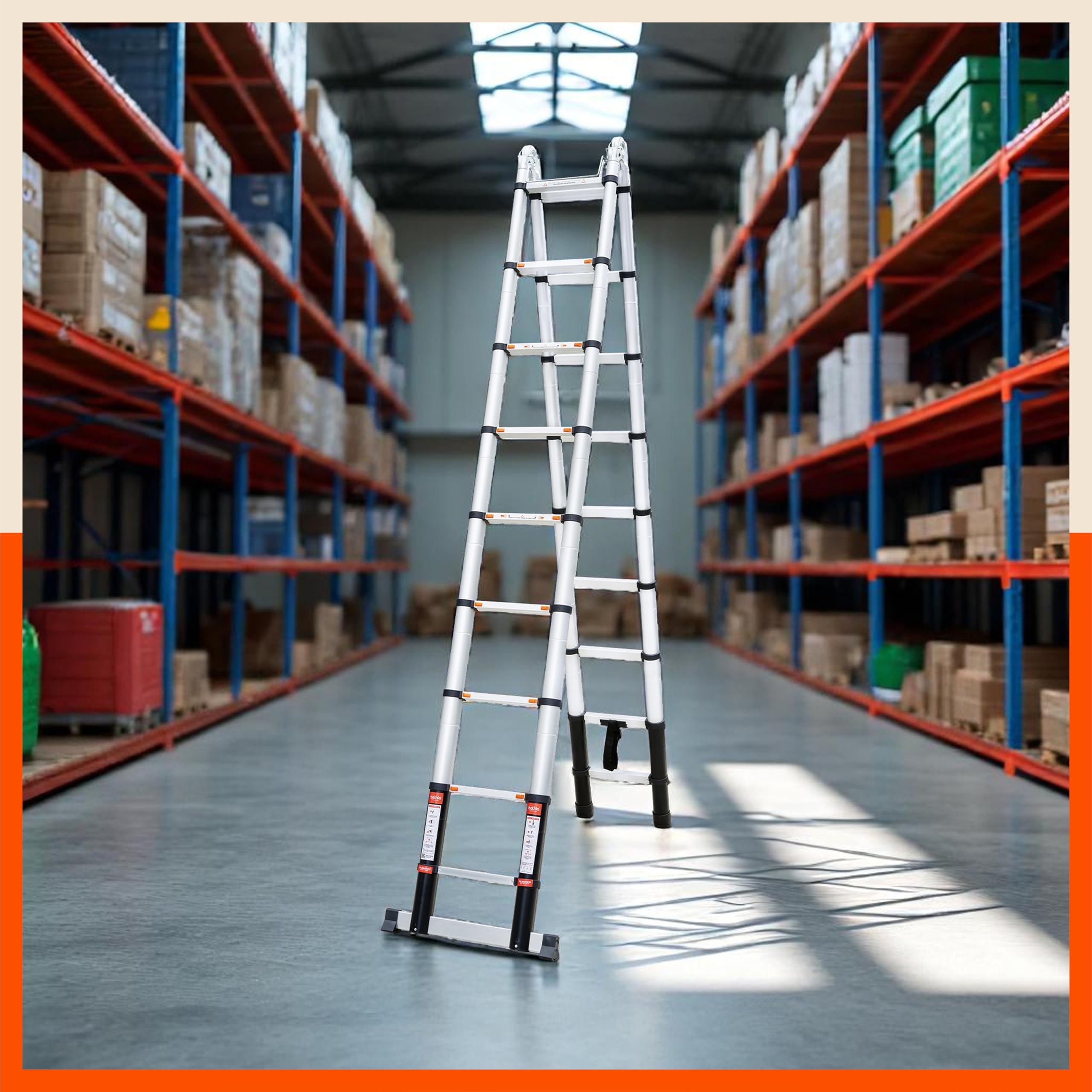 Bathla 20.5 ft A-Type Foldable Aluminium Telescopic Ladder with 18 Steps | Portable & Compact | 2-Year Warranty | Multi-Purpose Ladder for Home, Industrial & Outdoor Use — Amazon image 4