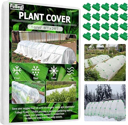 Cubierta de tela helada para plantas al aire libre, protección contra heladas, 8 x 24 pies, cubierta de tela flotante para plantas de jardín, camas