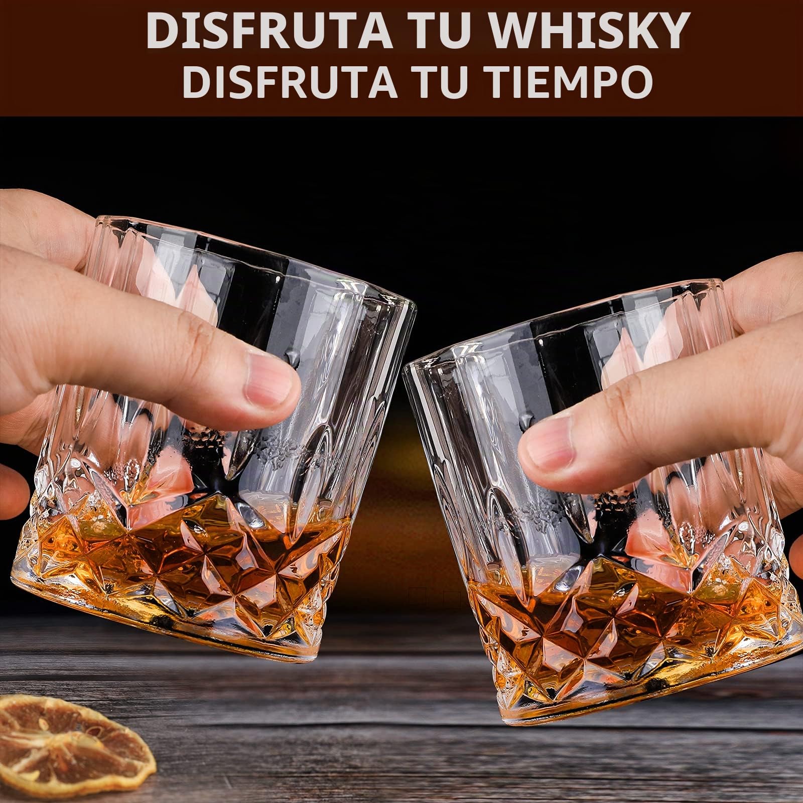 SuproBarware Juego de 6 vasos de whisky vintage de 300 ml, vasos de clear para beber whisky bourbon, brandy, ron, cóctel, hogar, bar, fiesta