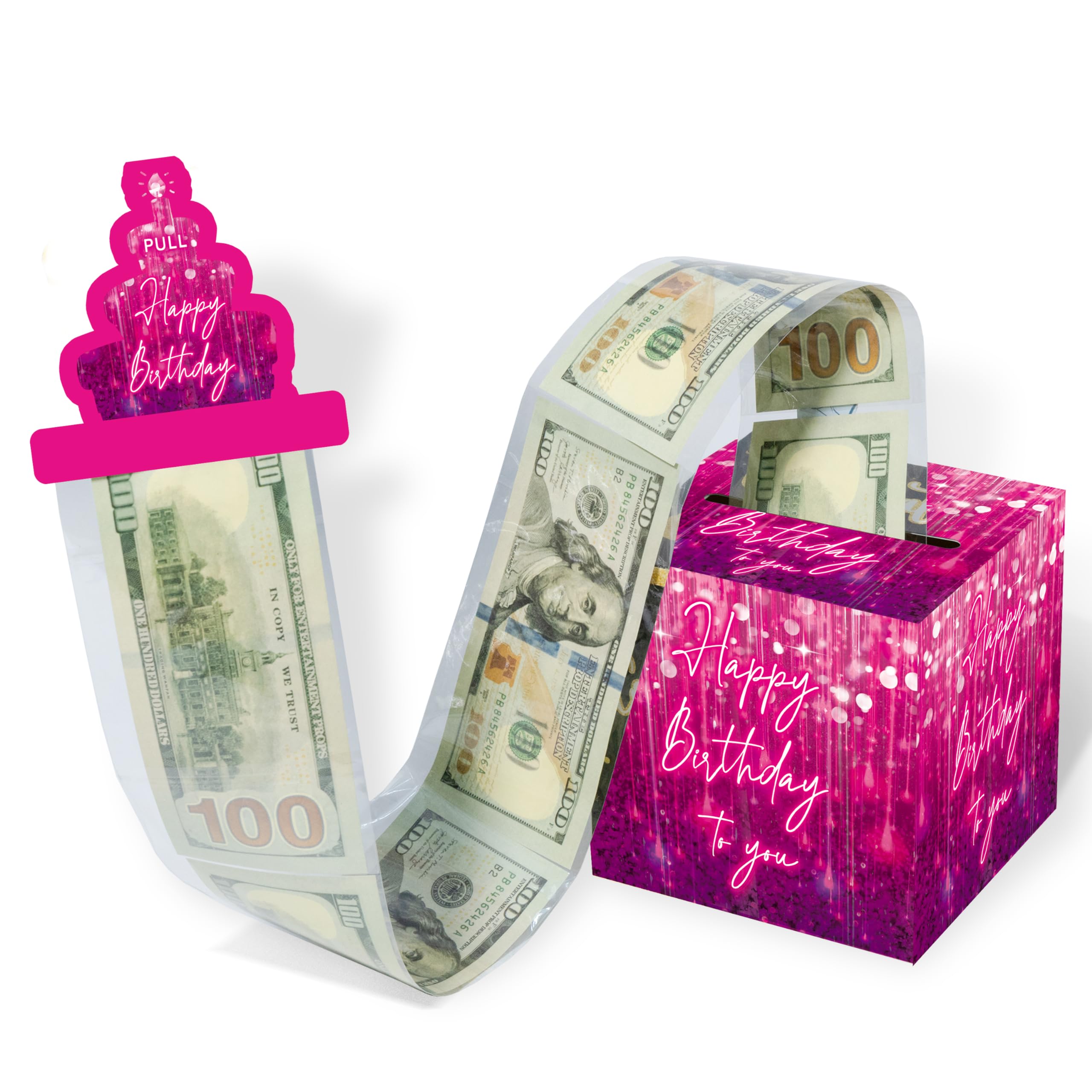Happy Birthday Money Box Pull, Birthday Money Box for Cash Gift with Pull Out Card and 50 Plastic Bags, Creative Way to Give Cash as A Gift Ideas, Birthday Party Supplies-5