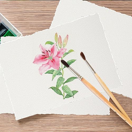 Miniatura 4 de 40 hojas de papel de acuarela de 8 x 6 pulgadas, papel de borde cubierto de 7.76 ozm, papel de acuarela hecho a granel, postales de acuarela para