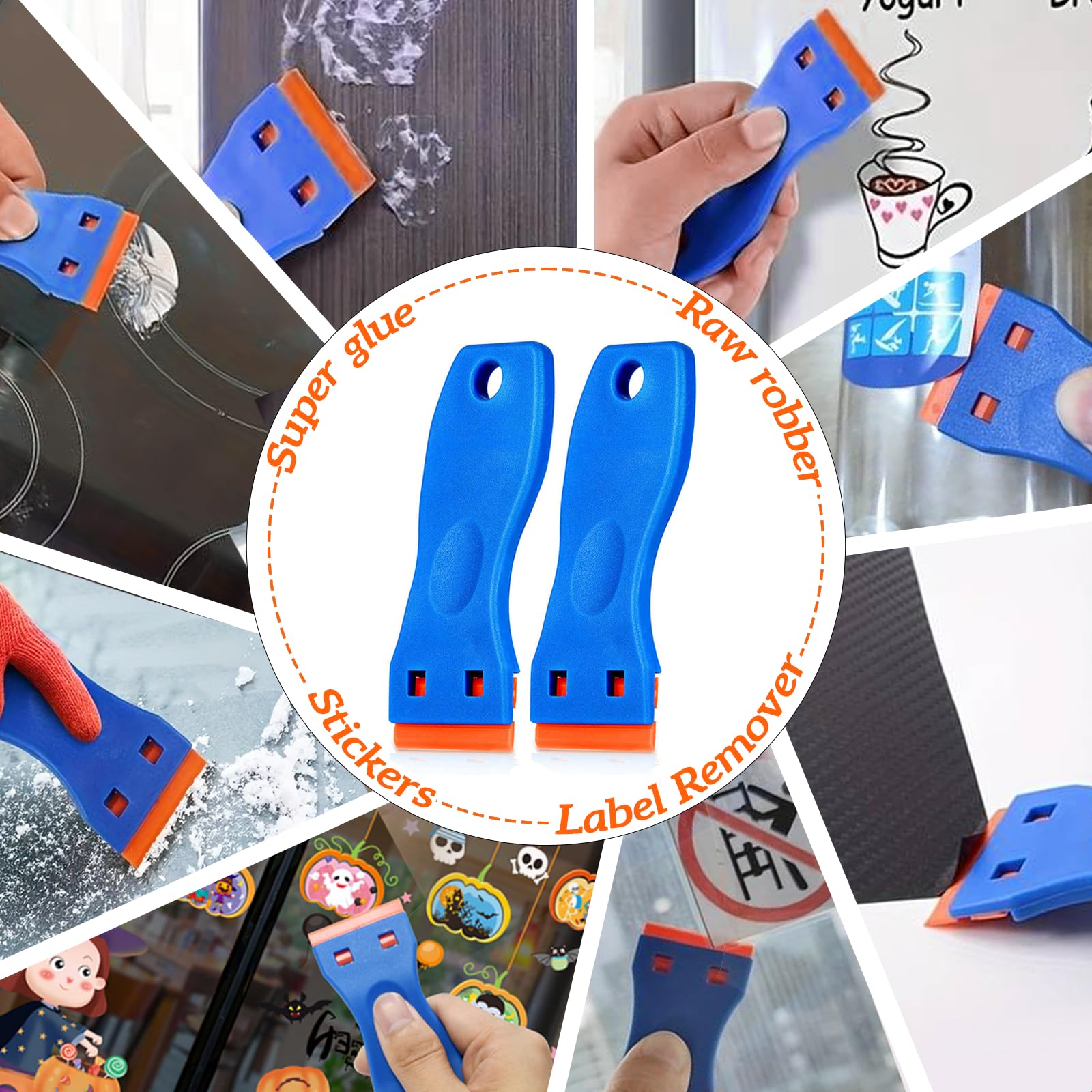 2 stuks schrapers, kunststof schrapers, kunststof schraper met 100 kunststof messen, glaskeramische schraper voor het verwijderen van stickers van vinyl schraper reiniging 2 stuks schrapers, kunststof schrapers, kunststof schraper met 100 kunststof messen, glaskeramische schraper voor het verwijderen van stickers van vinyl schraper reiniging