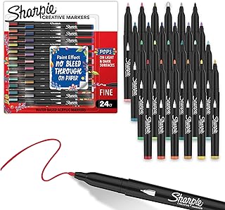 Sharpie Creative Markers Variety Pack, Water-Based Acrylic Paint Markers, Fine Tip, Assorted, 24 Count
