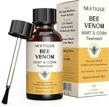 Bee Venom Wart Remover & Salicylic Acid Advanced Gel for Plantar Warts, Corns, and Common Warts Fast-Acting Liquid Treatment for Feet & Hands with Precision Applicator 30mL