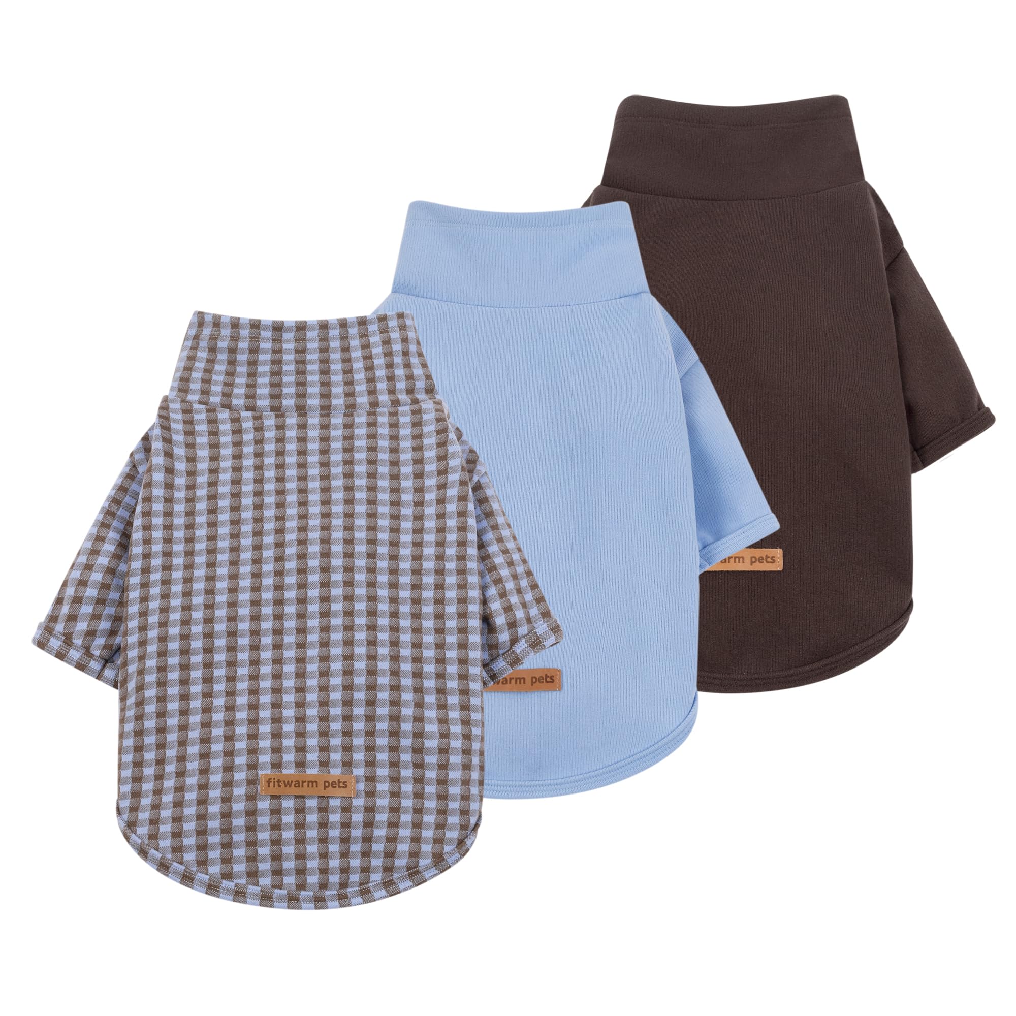 Fitwarm Lot de 3 pulls en polaire à col montant pour chien, vêtements d'hiver confortables pour petits chiens, garçons et filles, sweat-shirt doux pour chien, vêtement pour animaux de compagnie, motif