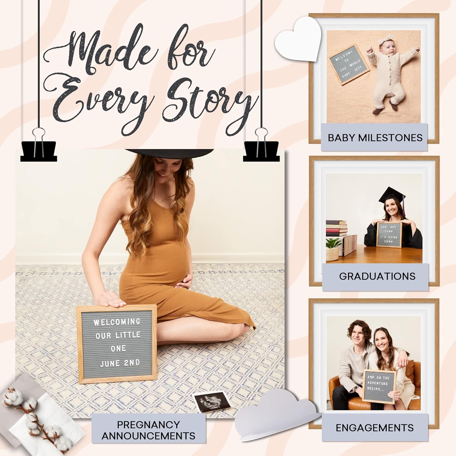 Felt Letter Board, 10x10in - Image 13