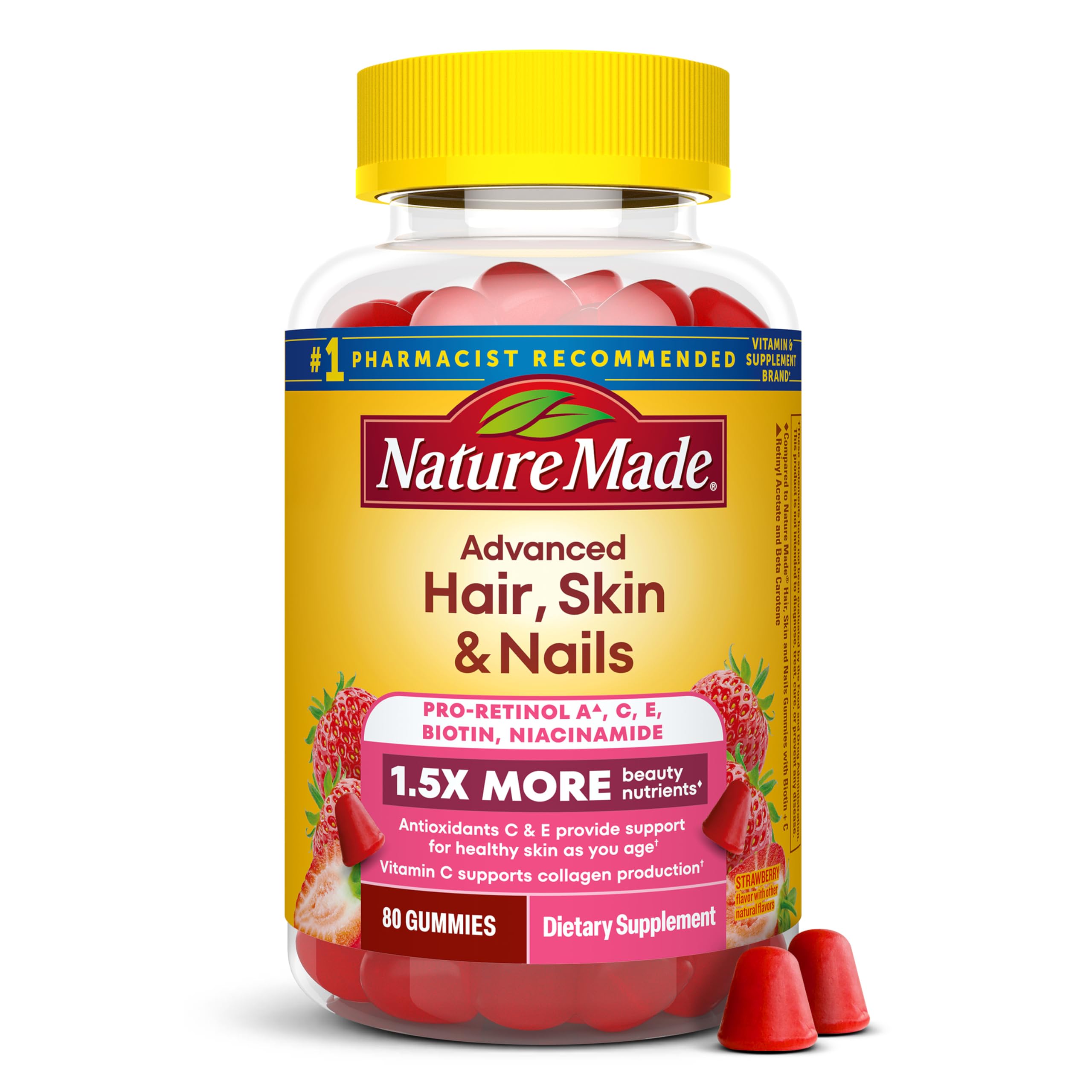 Nature Made Advanced Hair Skin and Nails Gummies, 80 Gummies