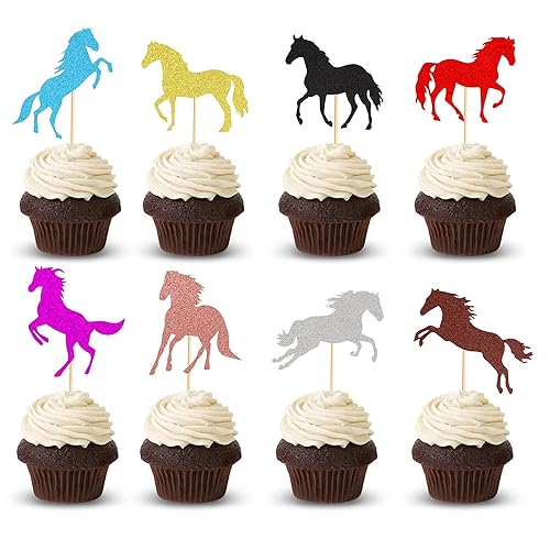 Miniatura 7 de Arthsdite Decoración para pastel de cumpleaños con temática de carreras de caballos, decoración de fiesta de cumpleaños para niños, niñas, hombres y