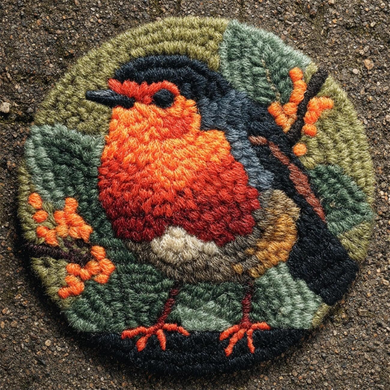 Kitquiver Latch Hook Carpet Kits Colorful Bird 100x100cm
