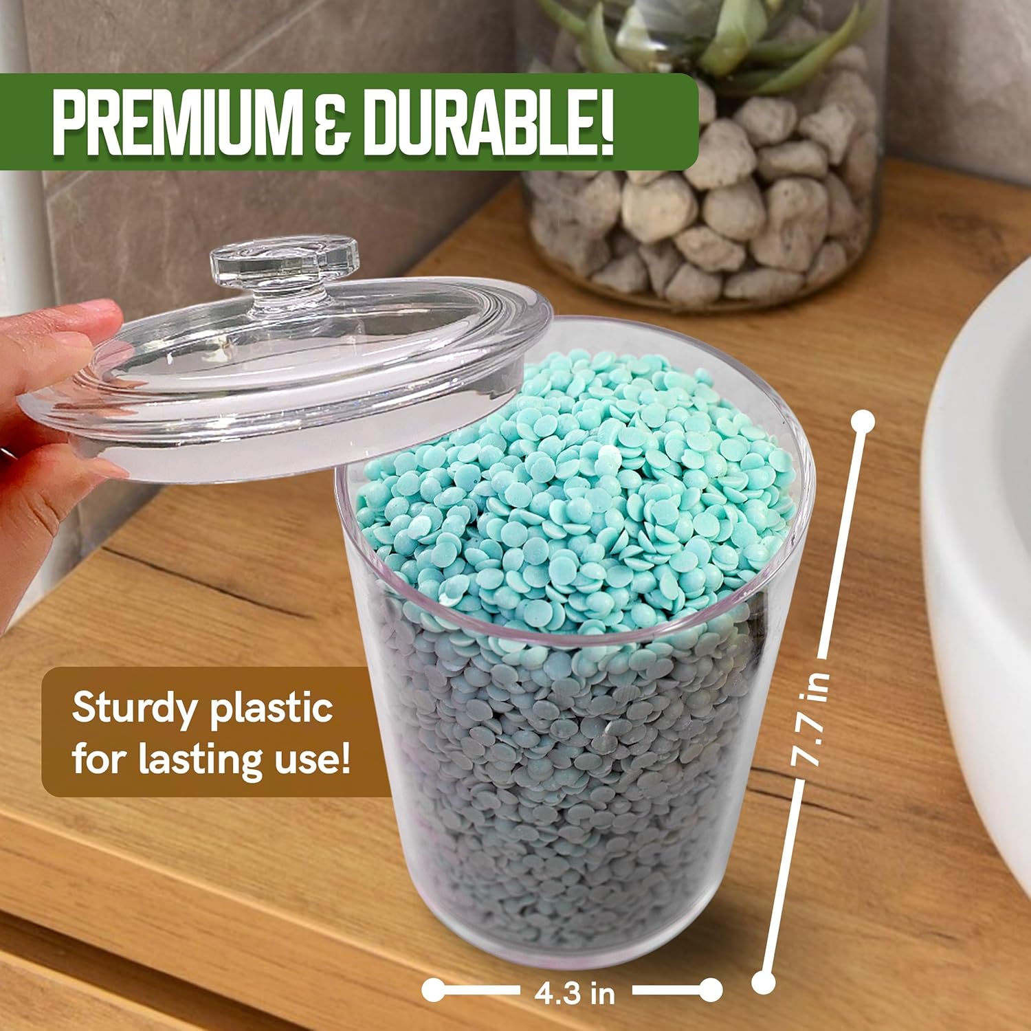 Small Plastic Laundry Jars with Lid x 7.7 Inches, Laundry Deternt