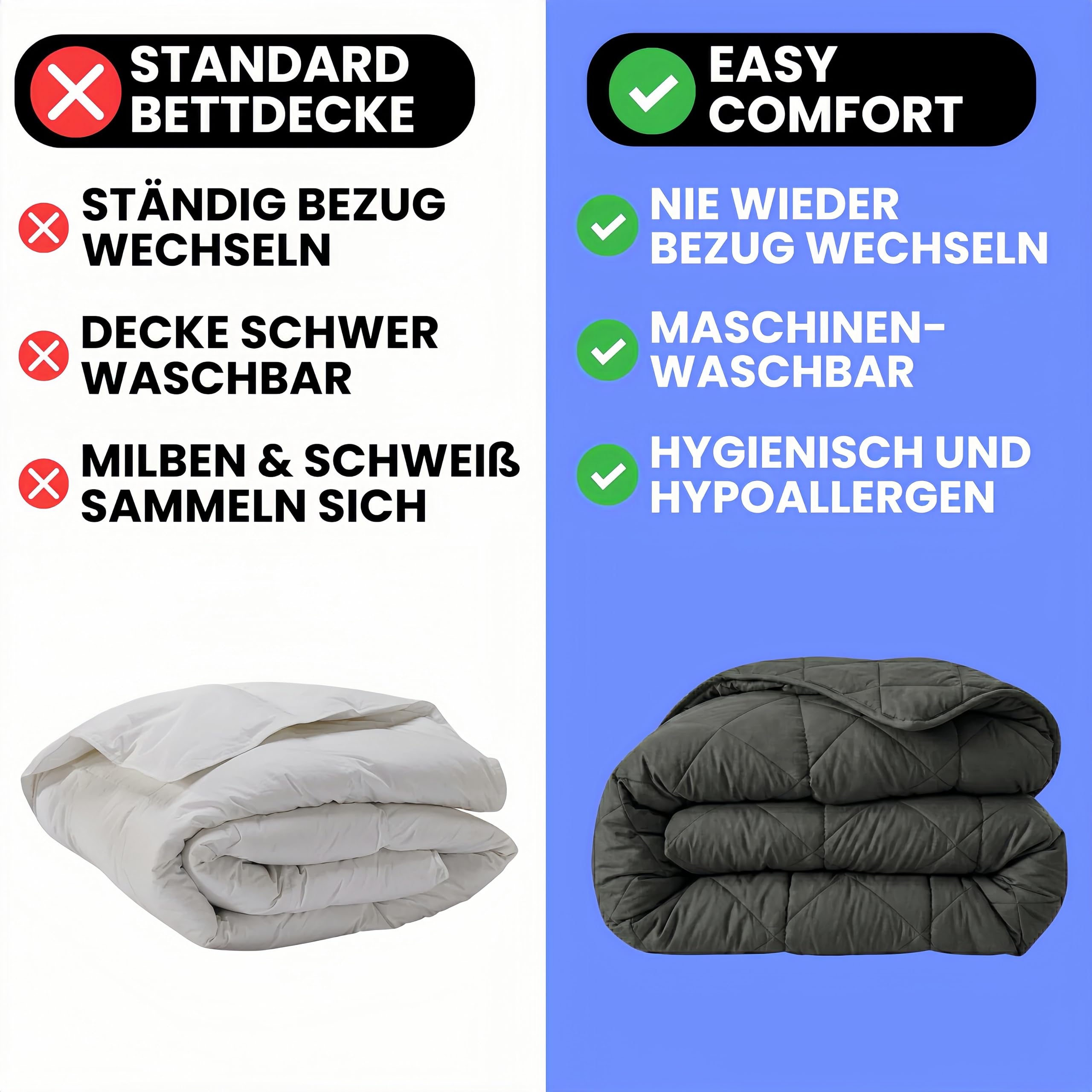 Anfaru Easy Comfort 2-in-1 Bettdecke, ultraleichte & waschbare Mikrofaser Steppdecke, schnelltrocknend, vereint Decke und Bezug, 4 Jahreszeiten Decke, ultraweich für optimalen Schlafkomfort