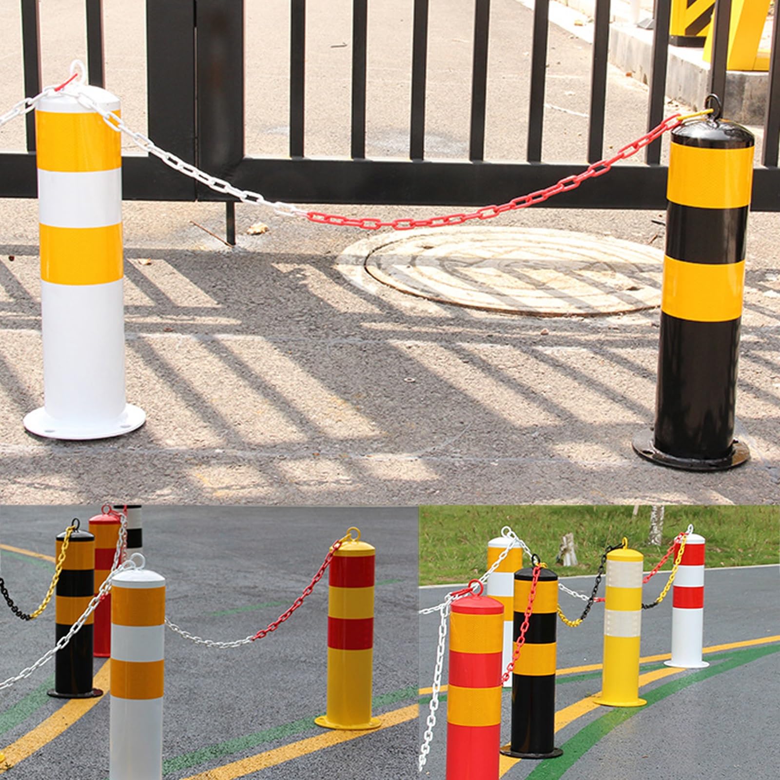 Słupki ogrodzeniowe z opaską odblaskową na podjazd, parking, magazyn(2pcs)