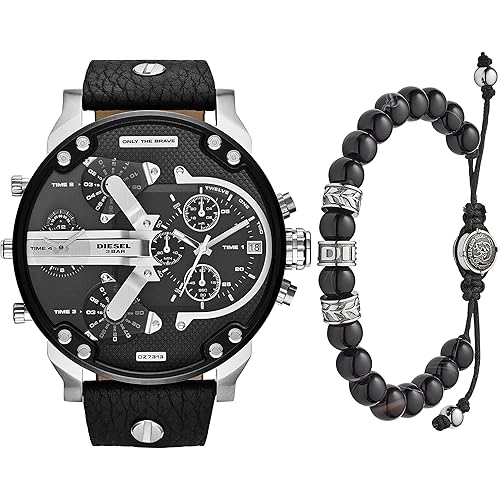 Diesel Men's Mr. Daddy 2.0 Stainless Steel Chronograph Quartz Watch + Beaded Bracelet