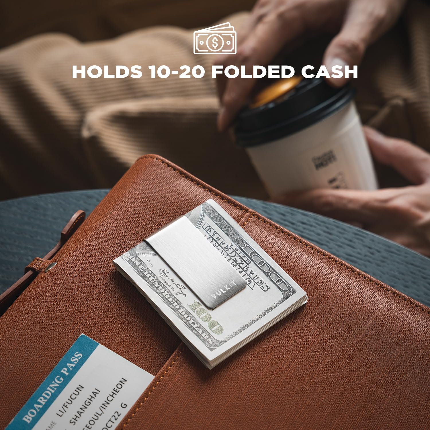 VULKIT Money Clip Stainless Steel Cash Holder EDC Accessories Men's Money Clips