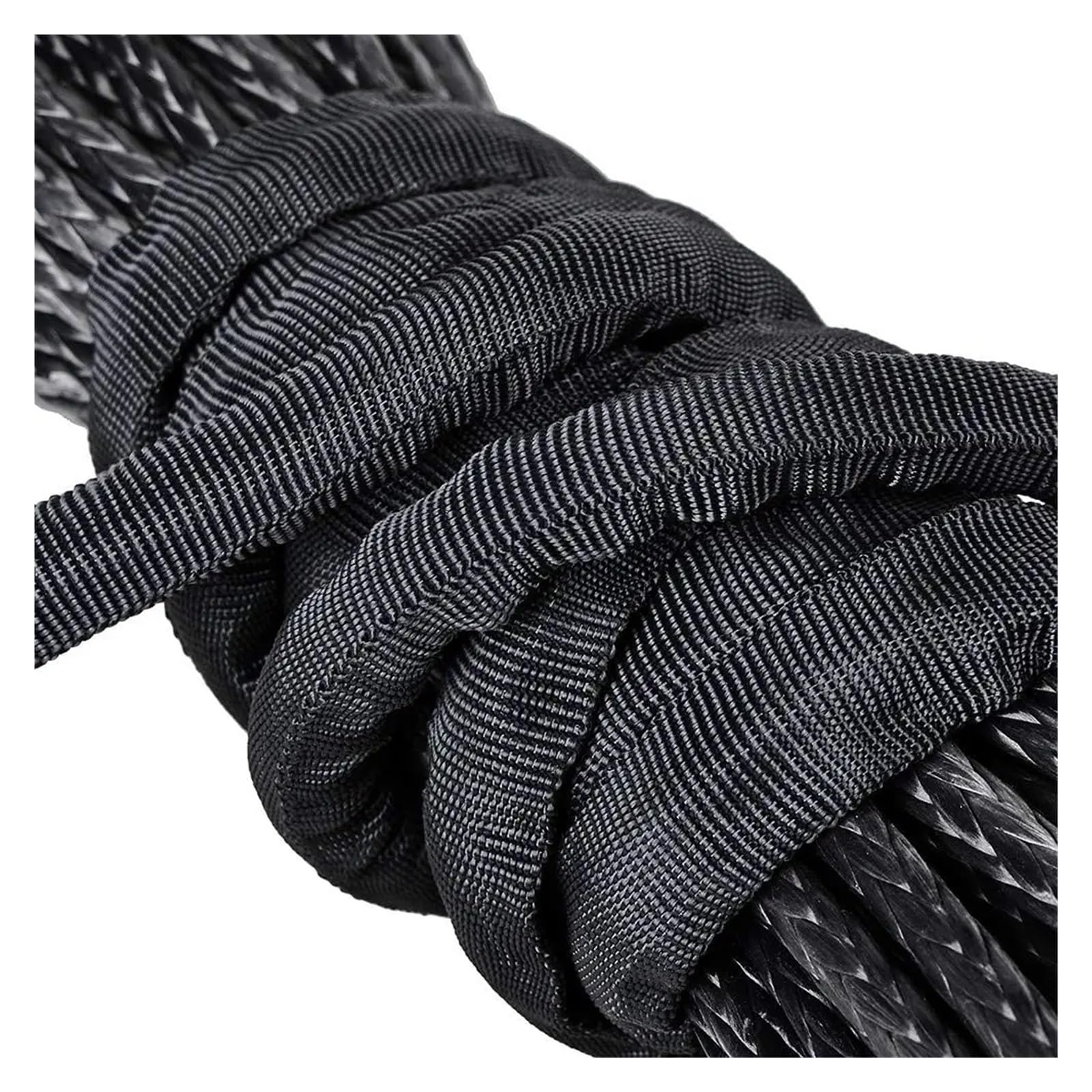 Przedłużka liny syntetycznej 50 stóp 1/4" (15 m * 6 mm) do wyciągarek, osłona przed kamieniami 39" do holowania pojazdów terenowych ATV UTV, pług śnieżny, lina holownicza do samochodu(Blue)