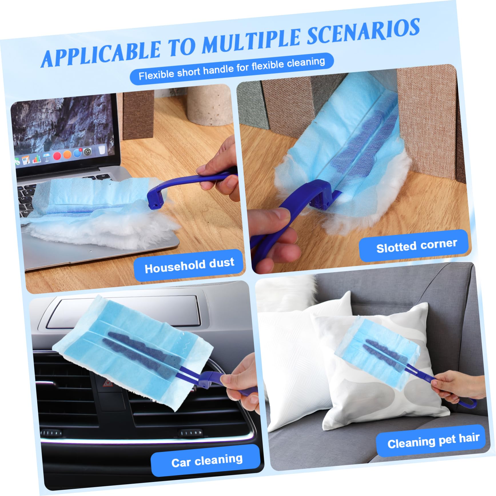 OUNONA 4juegos Duster Electroestático De Limpieza con Recambios Limpiador De Grietas para Muebles Ventanas y Coches Incluye y Mango Ergonómico