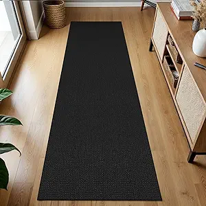 KOZYFLY Runners for Hallways 2x7 ft Washable Kitchen Runner Non Slip Rubber Backed Hall Runners Cotton Entryway Runner Rugs Floor Carpet for Indoor Backdoor Bedroom Kitchen, Black/Dark Grey