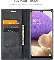 Vista 2 de Funda tipo cartera para Samsung Galaxy A32 5G con bloqueo RFID, tarjetero y función atril magnético, funda de cuero con tapa para Samsung Galaxy A32