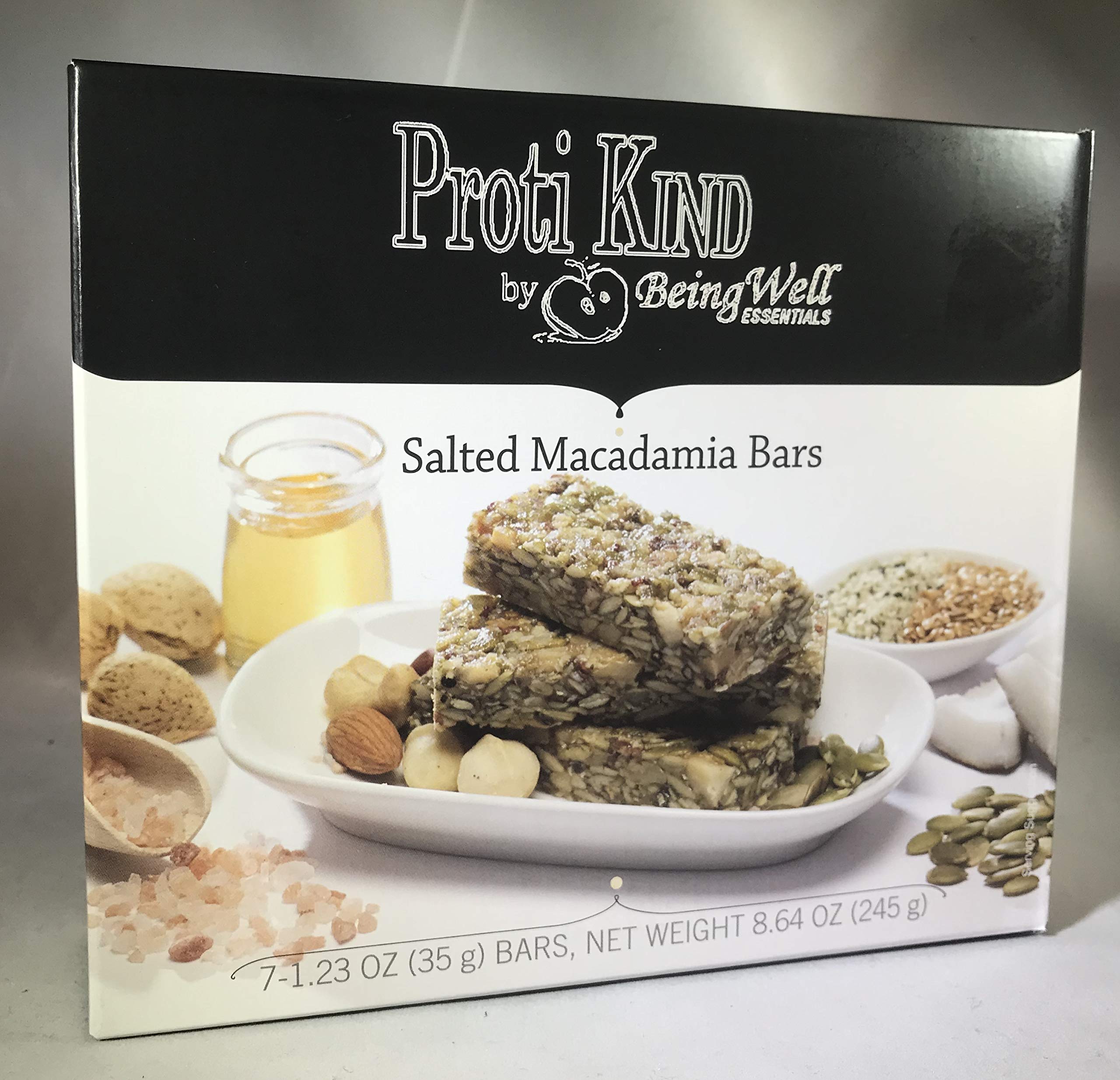 Proti Kind Keto-Friendly Nut Protein Bar by Being Well Essentials - Low Sugar - 10g Protein 160-170calories (Salted Macadamia)