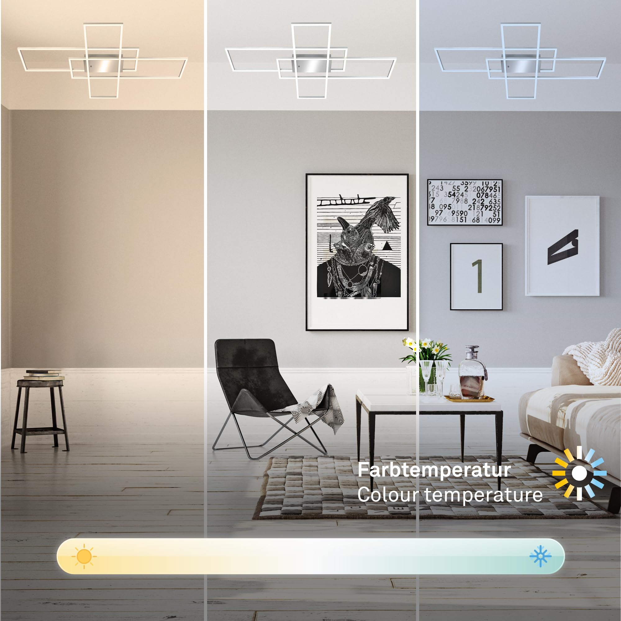 BRILONER - Lampada da soffitto a LED con telecomando, dimmerabile, regolabile da bianco caldo a bianco freddo, lampada a LED, lampada da soffitto, lampada da soggiorno, camera da letto, lampada da