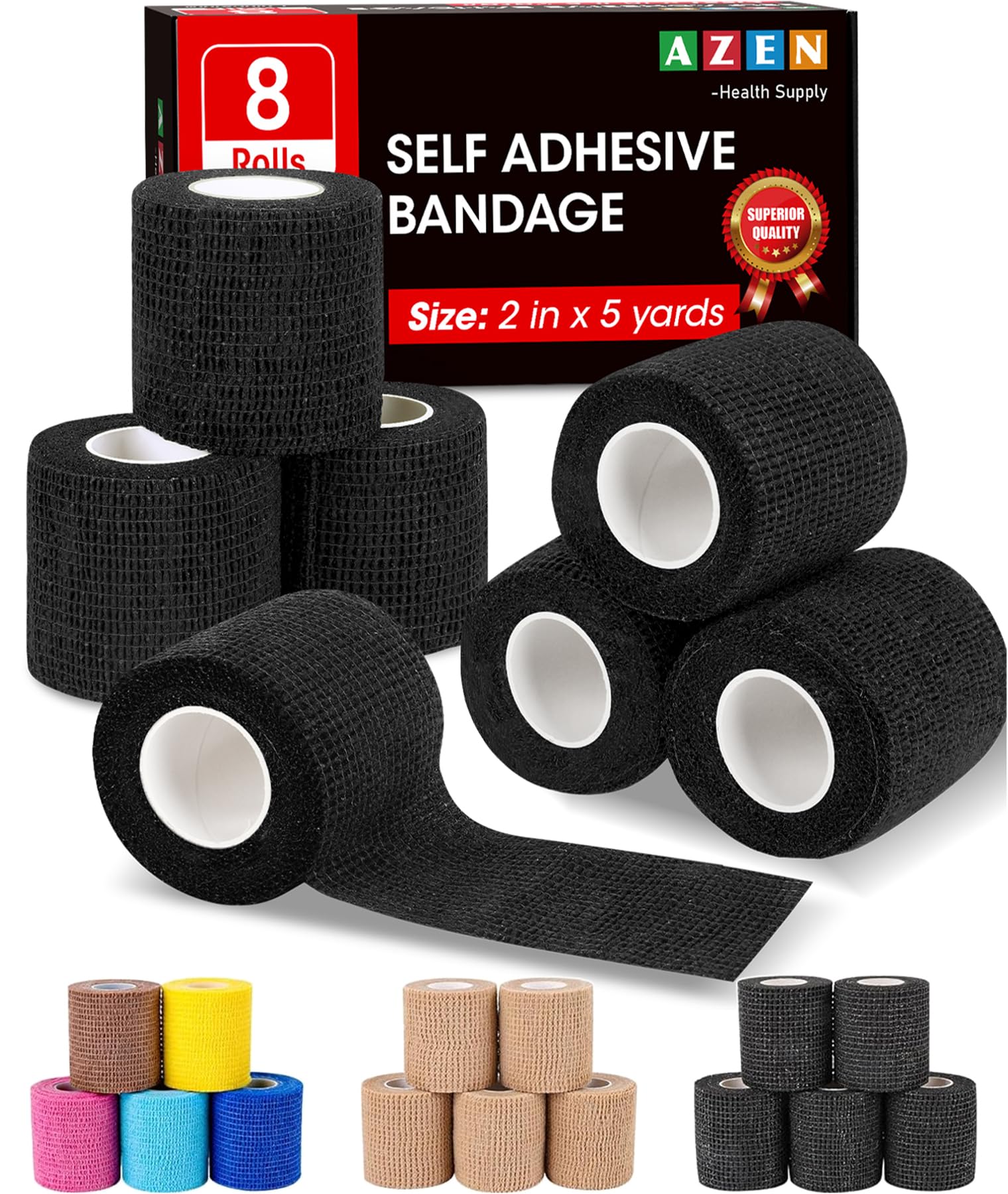AZEN 8 Pack Self Adhesive Bandage Wrap, 2