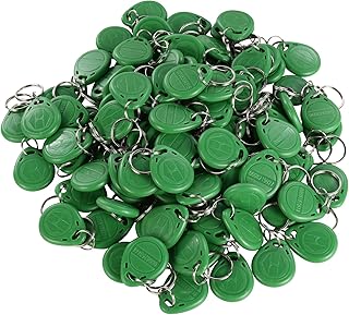 HWMATE 125khz RFID Smart EM ID Read Only Entry Access Keyfob Tag Token Keychain Card Color Green (100 Pack)