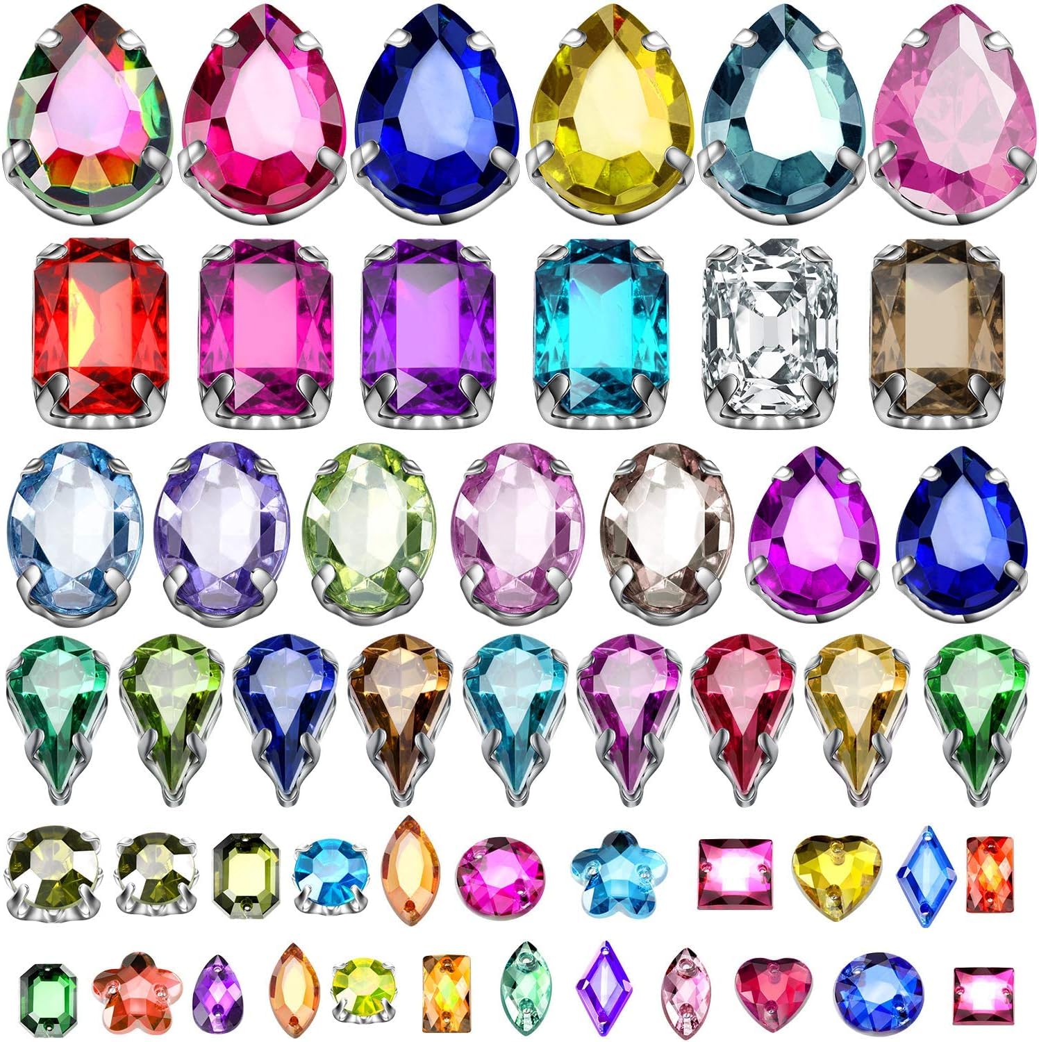 Diy Crafts 15445 Candy & Ab Glass Crystal Mm Heart Shape Sew on Rhinestone Bead Shoes Bags Handicraft Diy Trim, Pack of 25 25x1, Sizes (Multicolor)