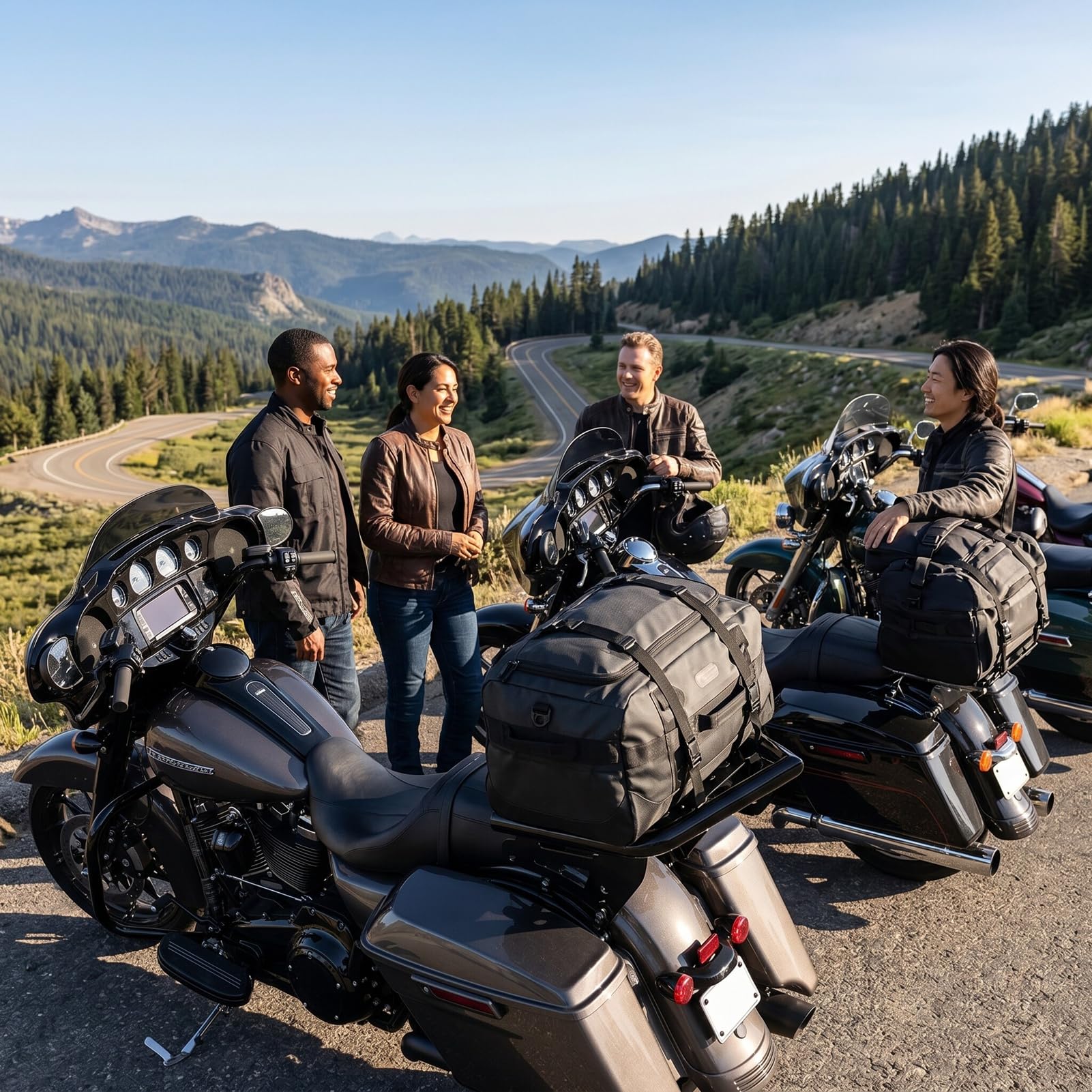 Aramox Bagażnik Motocyklowy Zdejmowany Stalowy Bagażnik Tylny | Uchwyt montażowy do motocykla, stal, czarna powłoka proszkowa, wycieczki turystyczne, montaż FLHX FLTR Electra Glide
