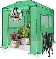 Eagle Peak 8x6 Walk-In Pop-Up Greenhouse - Instant One-Person Setup, UV-Protected PE Cover, Roll-Up Doors for Indoor/Outdoor Gardening