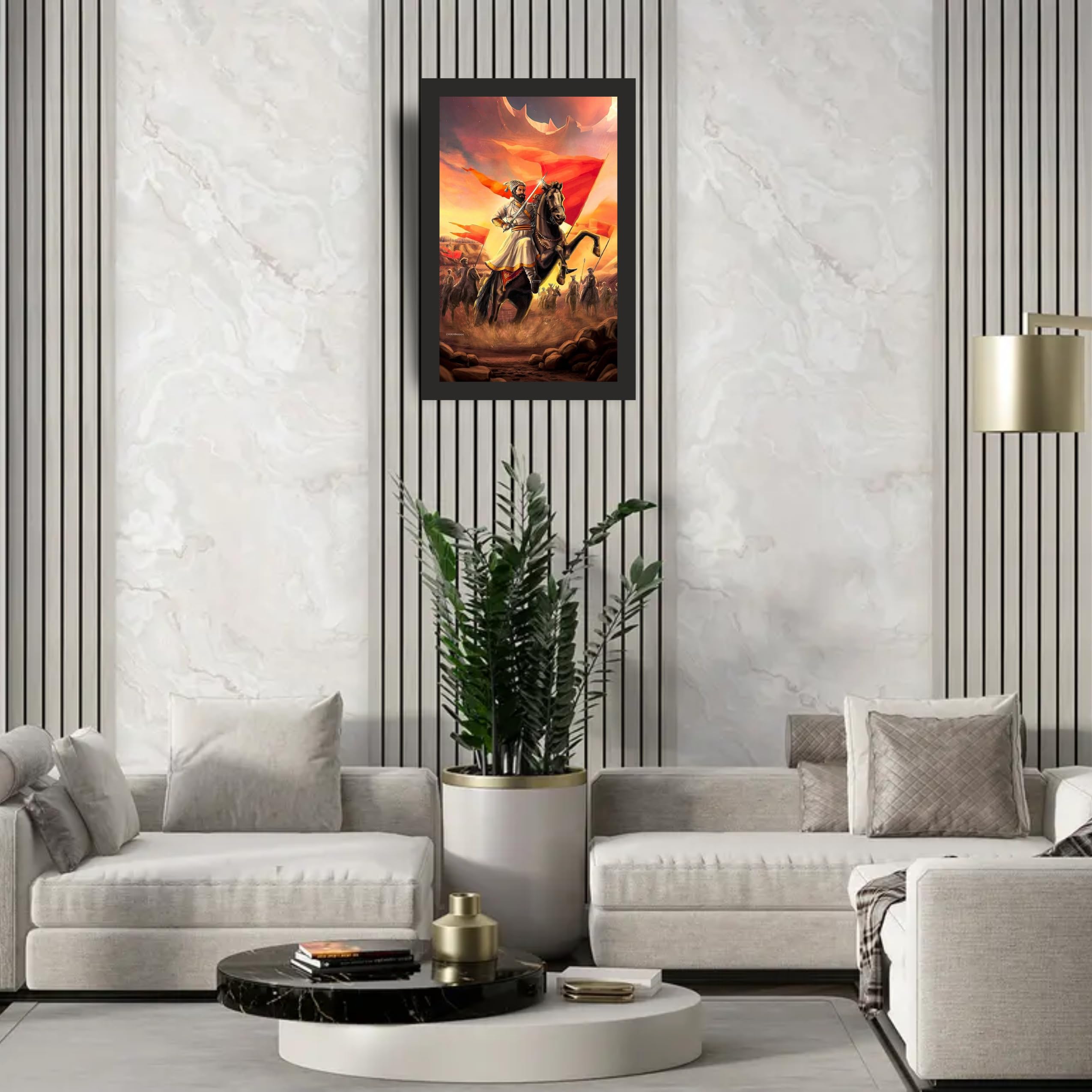 Saffron Flag Warrior Horse Rider Wall Art