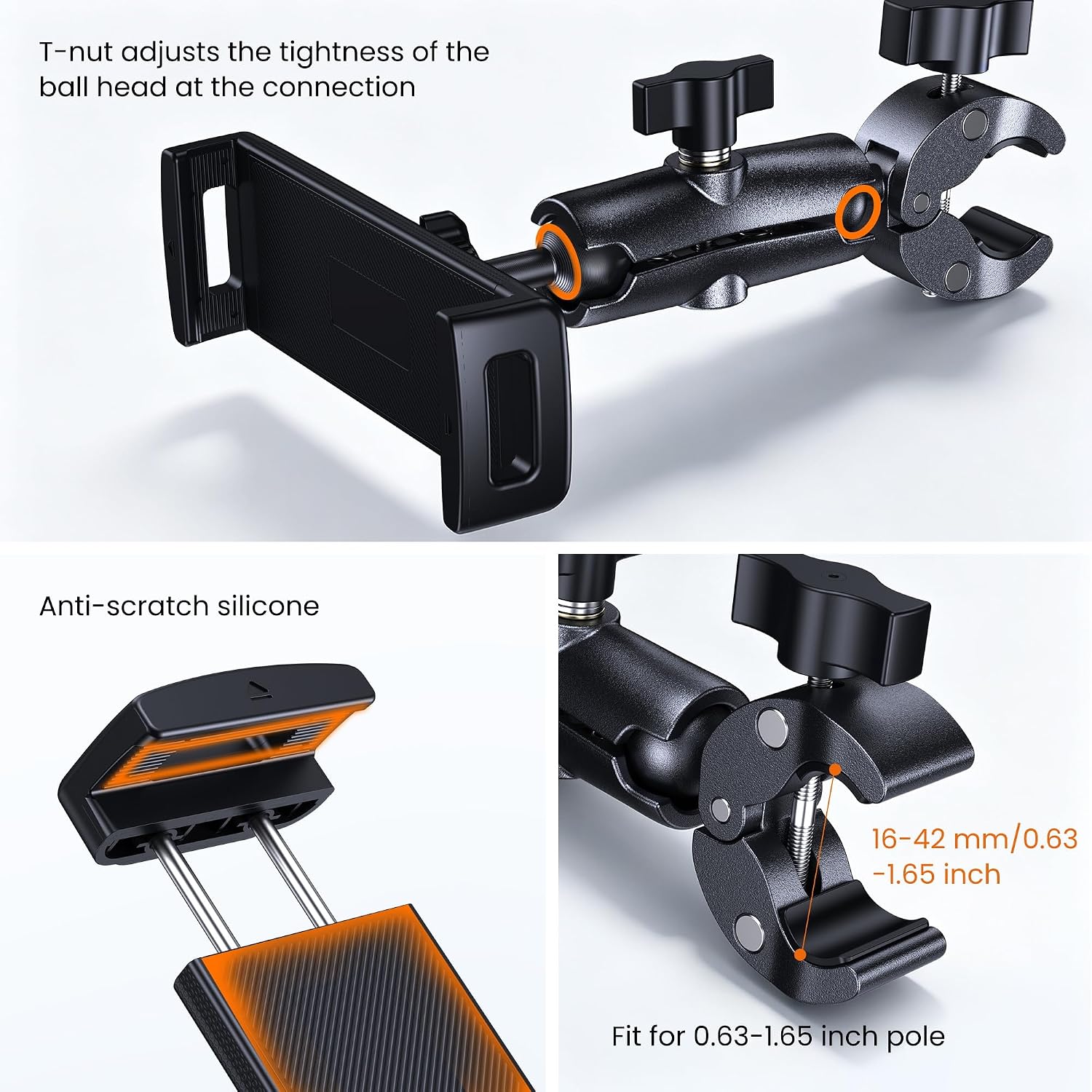 Aluminum Tablet Holder for Mic Stand, 360° Swivel iPad Mount for Microphone