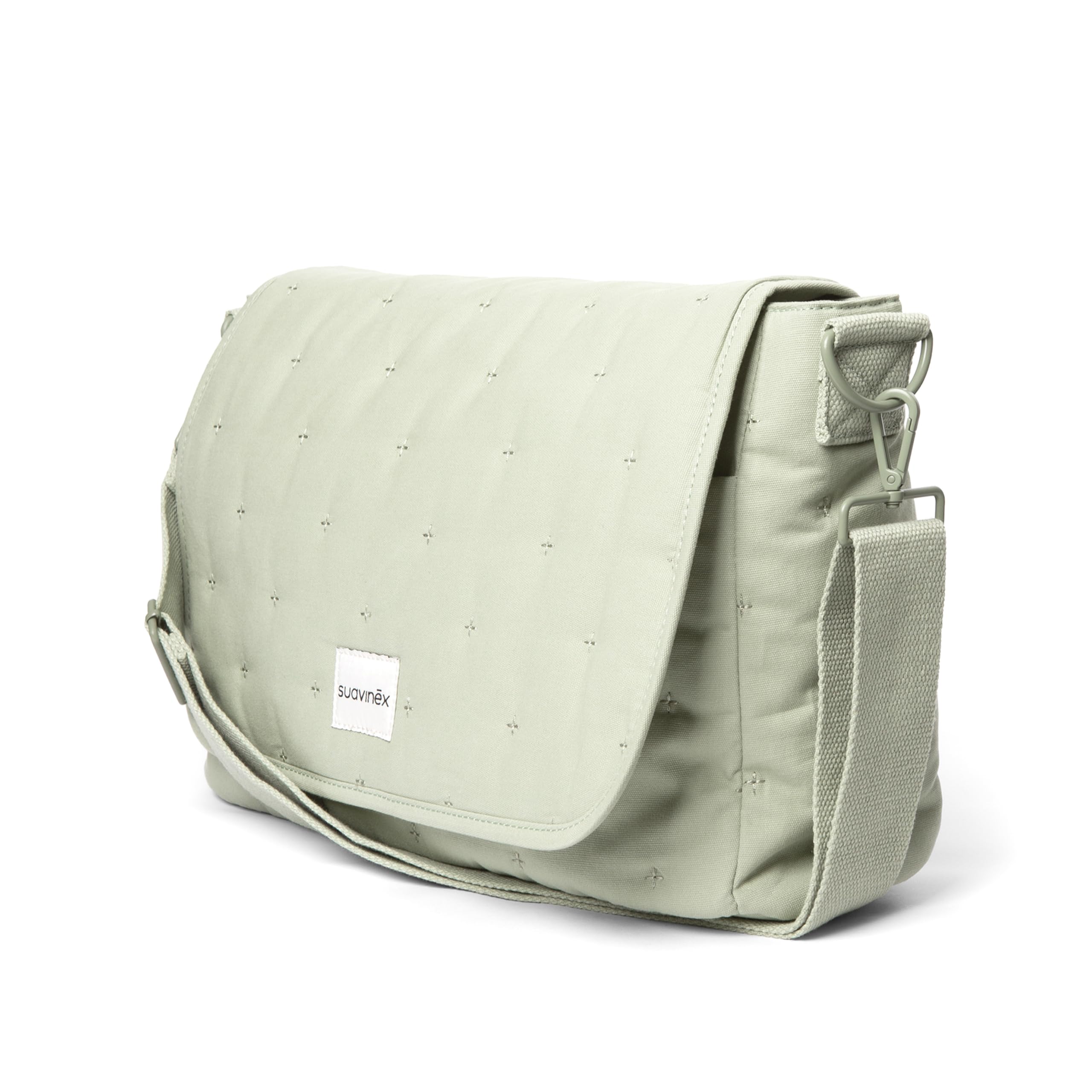 Suavinex, Bolso Maternidad Bandolera, Bolso Carro Bebé de Gran Capacidad, Asas Ajustables al Carrito, Solapa y Cierre de Cremallera, Impermeable, con Bolsillos Interiores, Verde