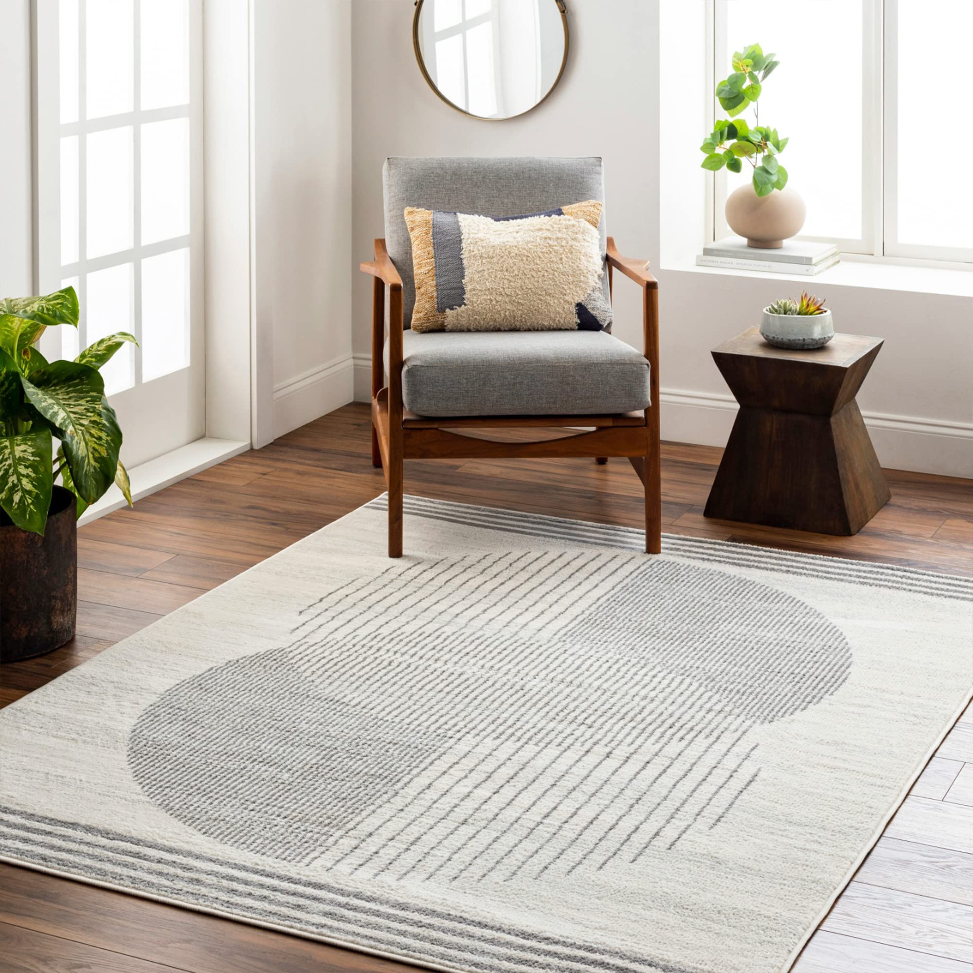 Livabliss Floransa-Geometric Brown Grey Blue Modern Living Dining Bedroom Rug 160 X 215 Cm Easy CareNon Shedding from B&Q