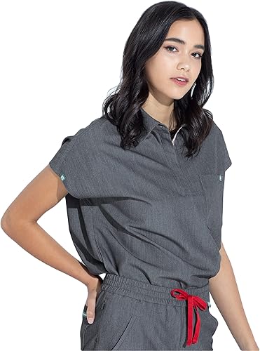 Miniatura 3 de Mediclo Camisa médica médica para mujer Capri con cuello en el pecho, bolsillo en el pecho, respetuosa con el medio ambiente, ropa de trabajo